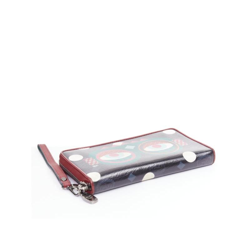 Cartera larga con cremallera MCM CRAIG KARL Beyond Snowdome de piel negra con ojo gráfico en Bueno estado para la venta en Hong Kong, NT