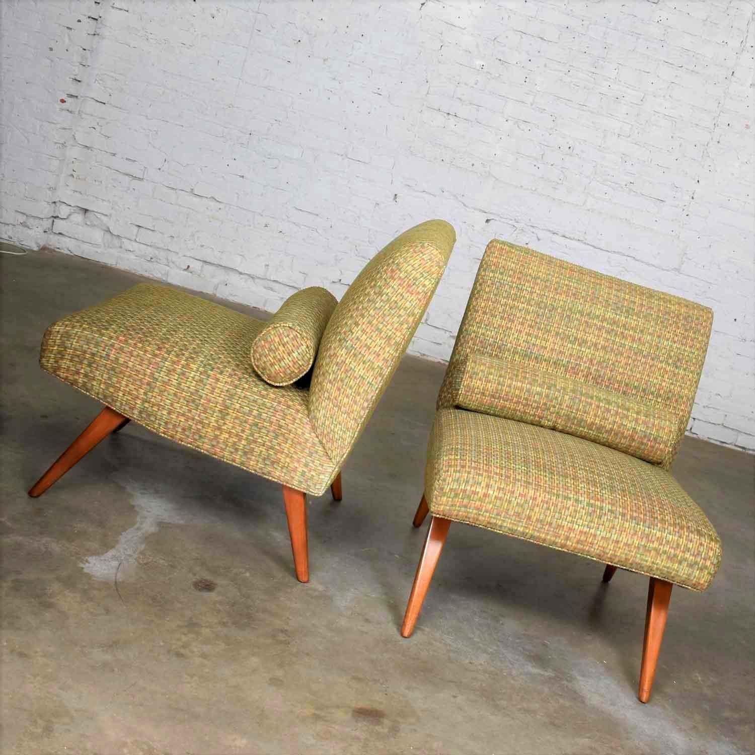 Mid-Century Modern MCM Custom Craft Pair of Model 100 Planner Group Slipper Chairs by Paul McCobb