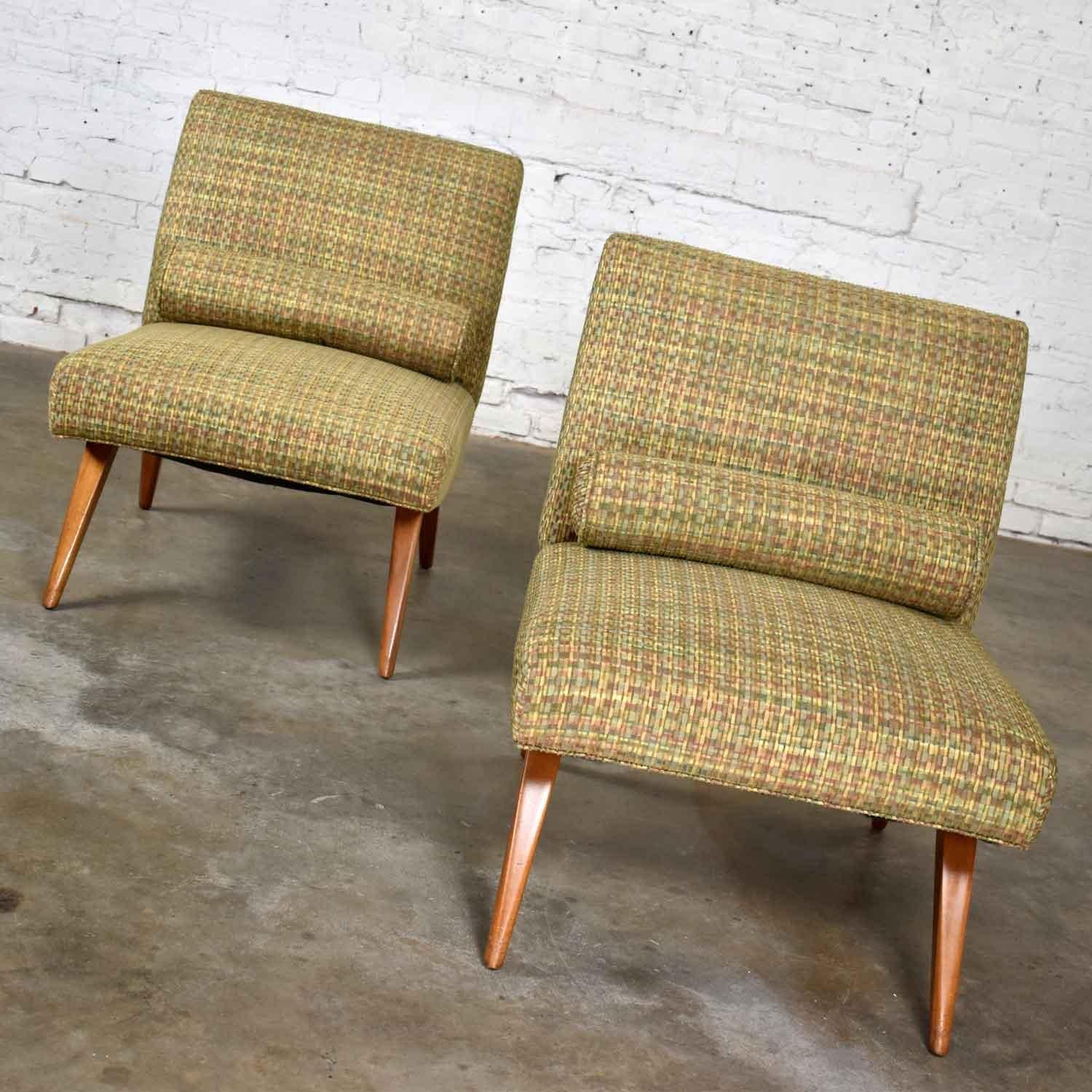 Fabric MCM Custom Craft Pair of Model 100 Planner Group Slipper Chairs by Paul McCobb