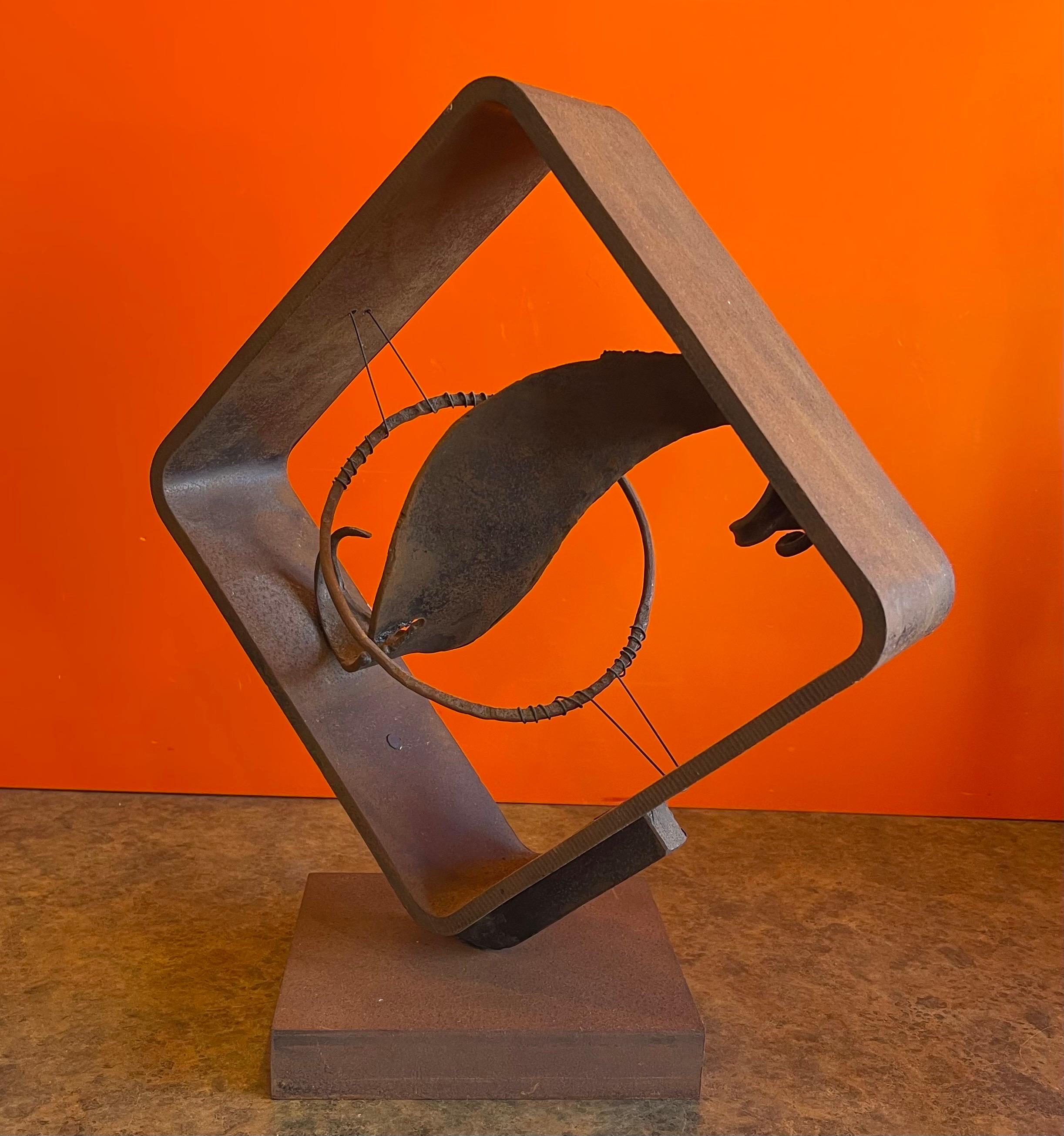 American MCM Cut Steel Rotating Abstract Sculpture by James Hubbell For Sale