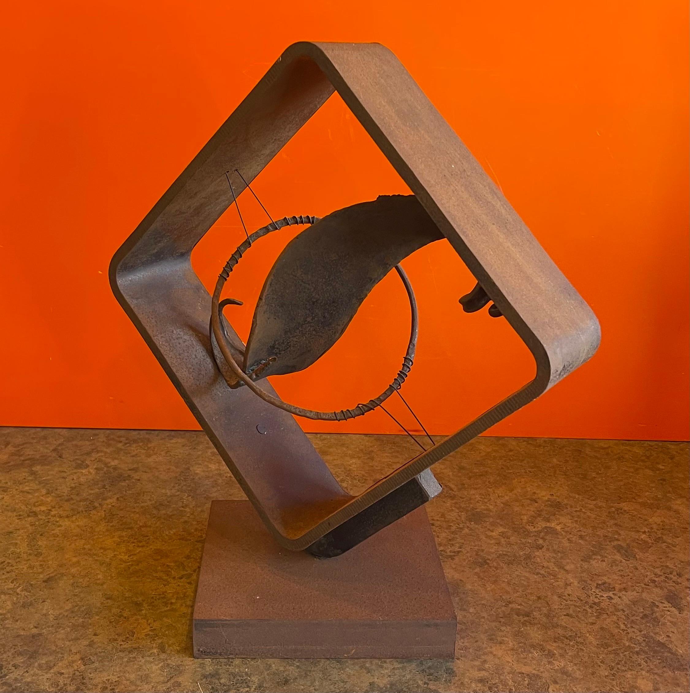 MCM Cut Steel Rotating Abstract Sculpture by James Hubbell In Good Condition For Sale In San Diego, CA
