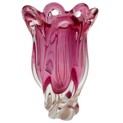 MCM Czech Cranberry Art Glass Vase by Josef Hospodka for Chribska Glassworks