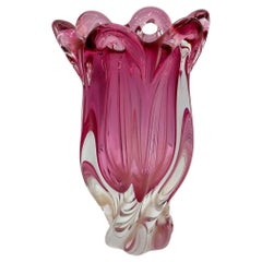 MCM Czech Cranberry Art Glass Vase by Josef Hospodka for Chribska Glassworks