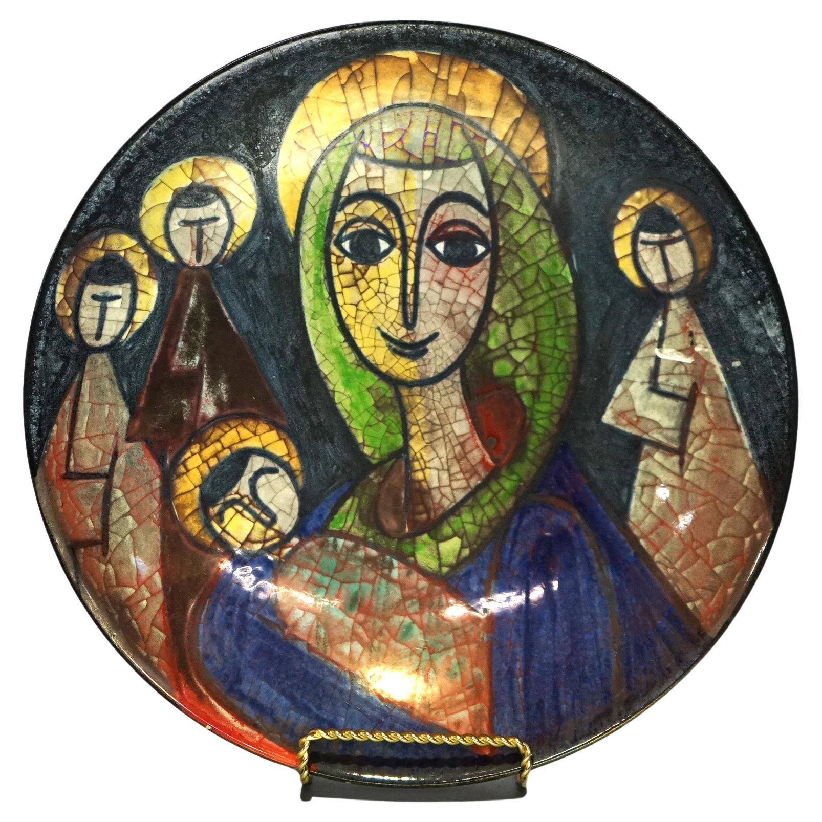 MCM Plato danés de cerámica artística Michael Anderson & Sons "Madre María y los Reyes Magos" en venta