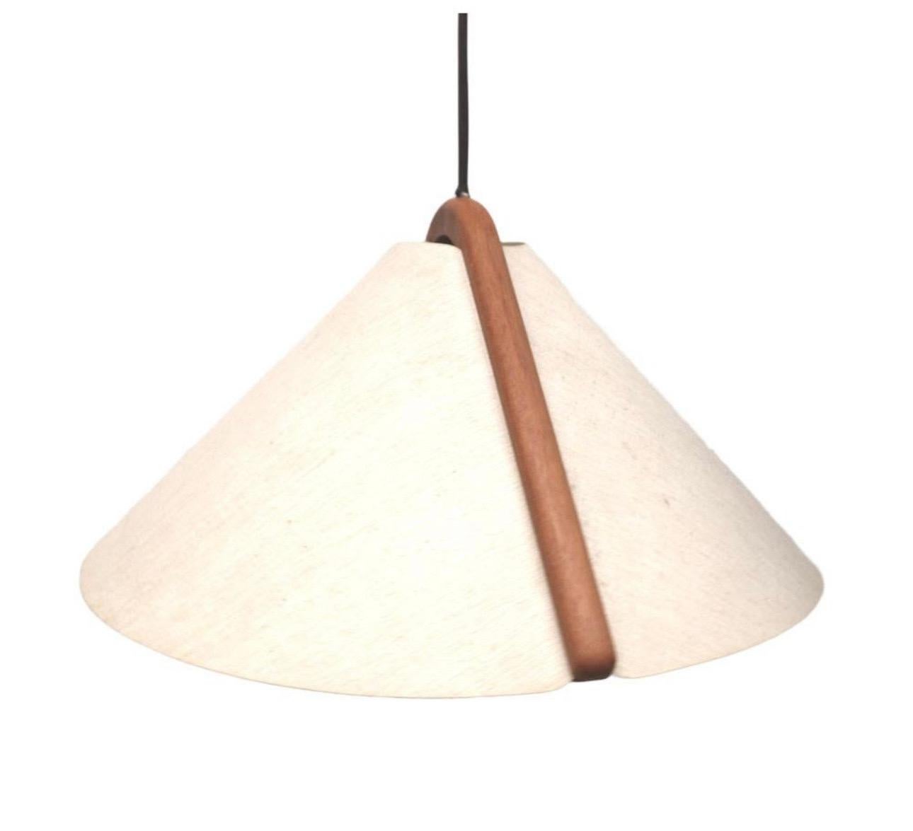 Scandinavian Modern MCM Danish Modern Adjustable Teak Pendant Lamp with Counterweight by Domus