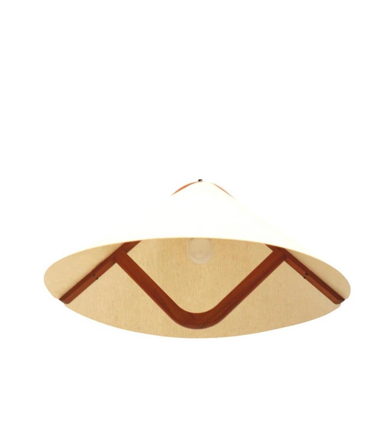 MCM Danish Modern Adjustable Teak Pendant Lamp with Counterweight by Domus In Good Condition In San Diego, CA