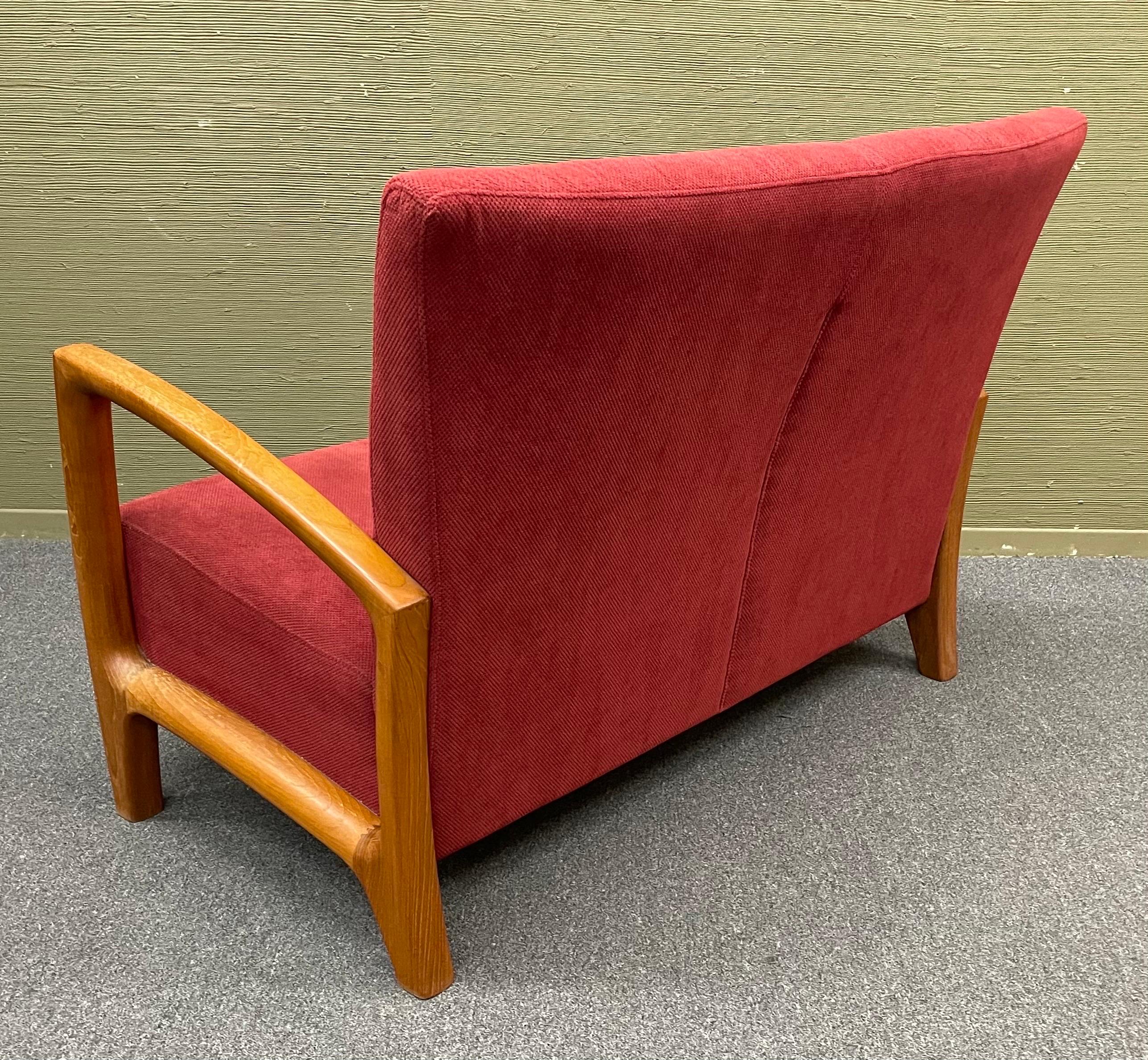 MCM Danish Modern Love Seat / Settee with Teak Frame For Sale 2