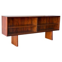 Retro MCM Danish modern Rosewood Low Media Cabinet or Bookshelf display Case. By faaru