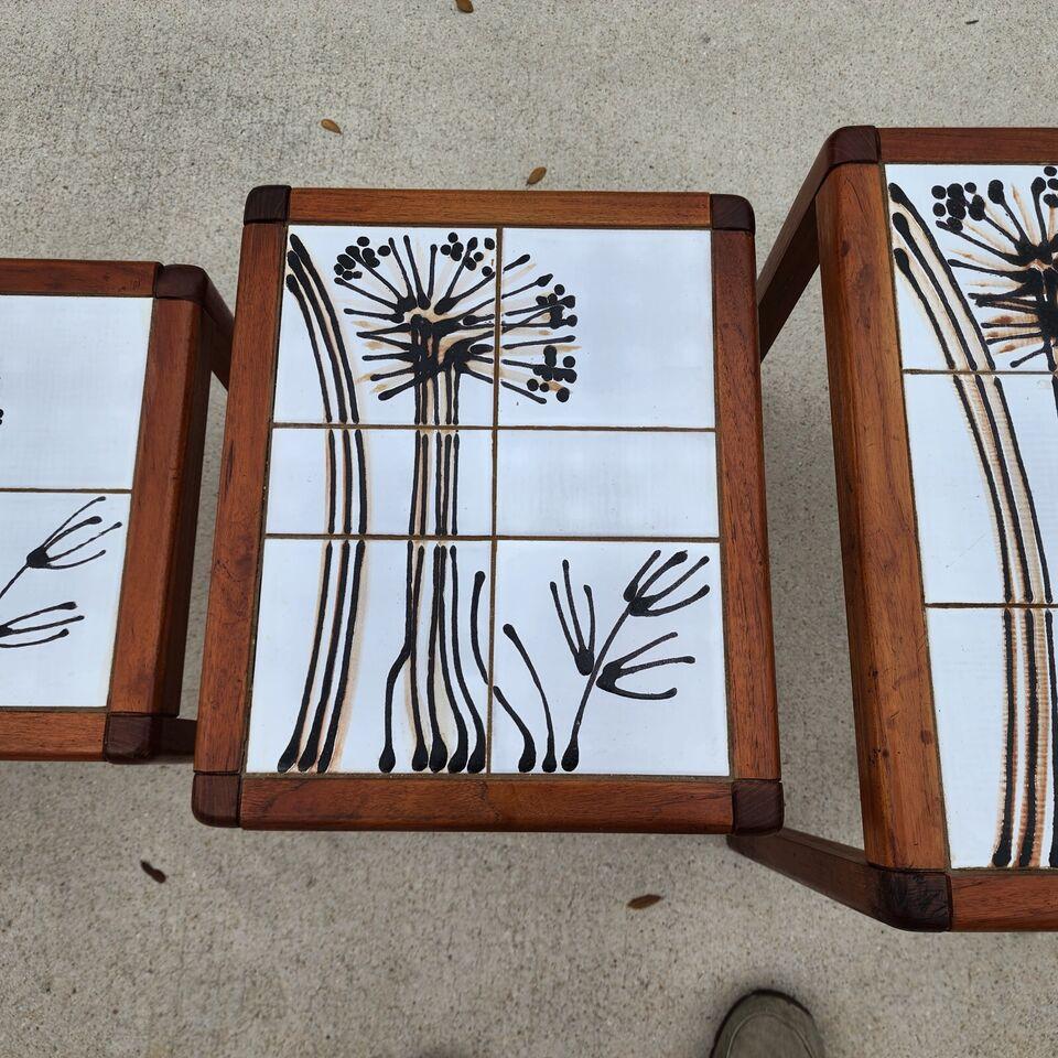 Late 20th Century MCM Danish Nesting Tables Mobelfabrikken Toften Teak Tile For Sale