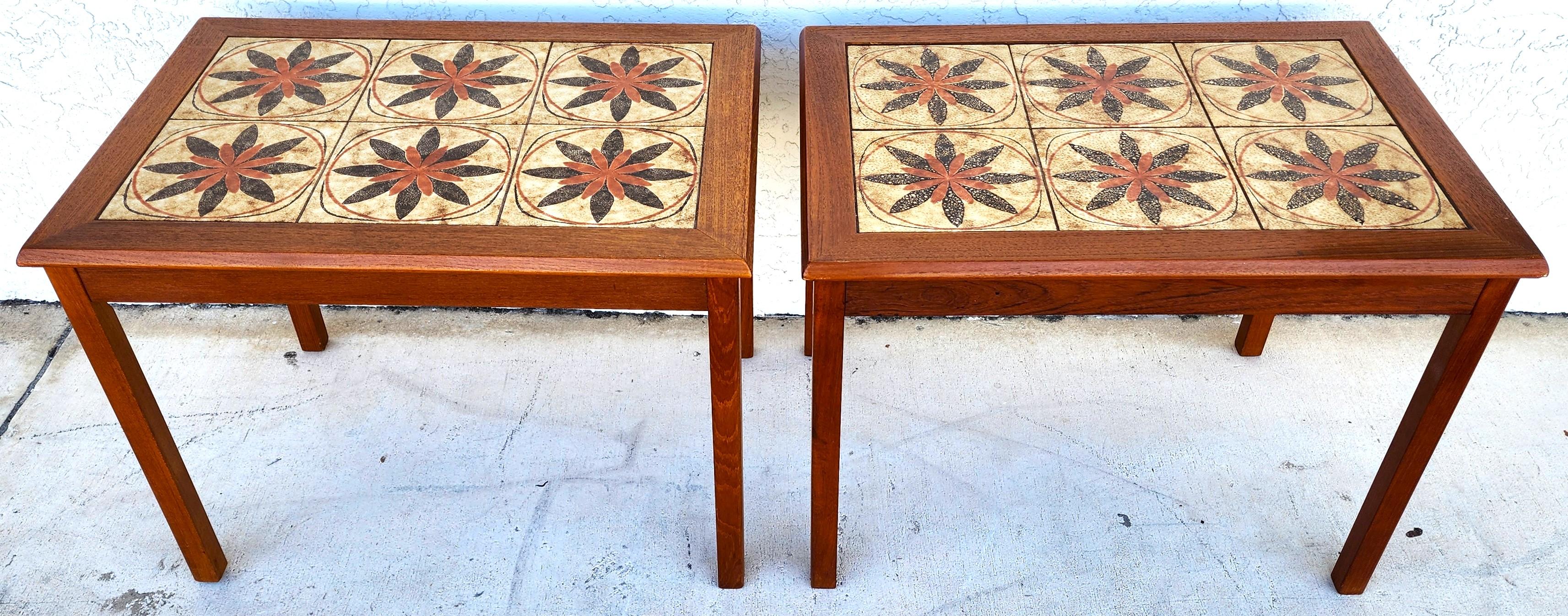 MCM Danish Teak & Tile Coffee & Side Tables 1960s Set of 3 For Sale 7