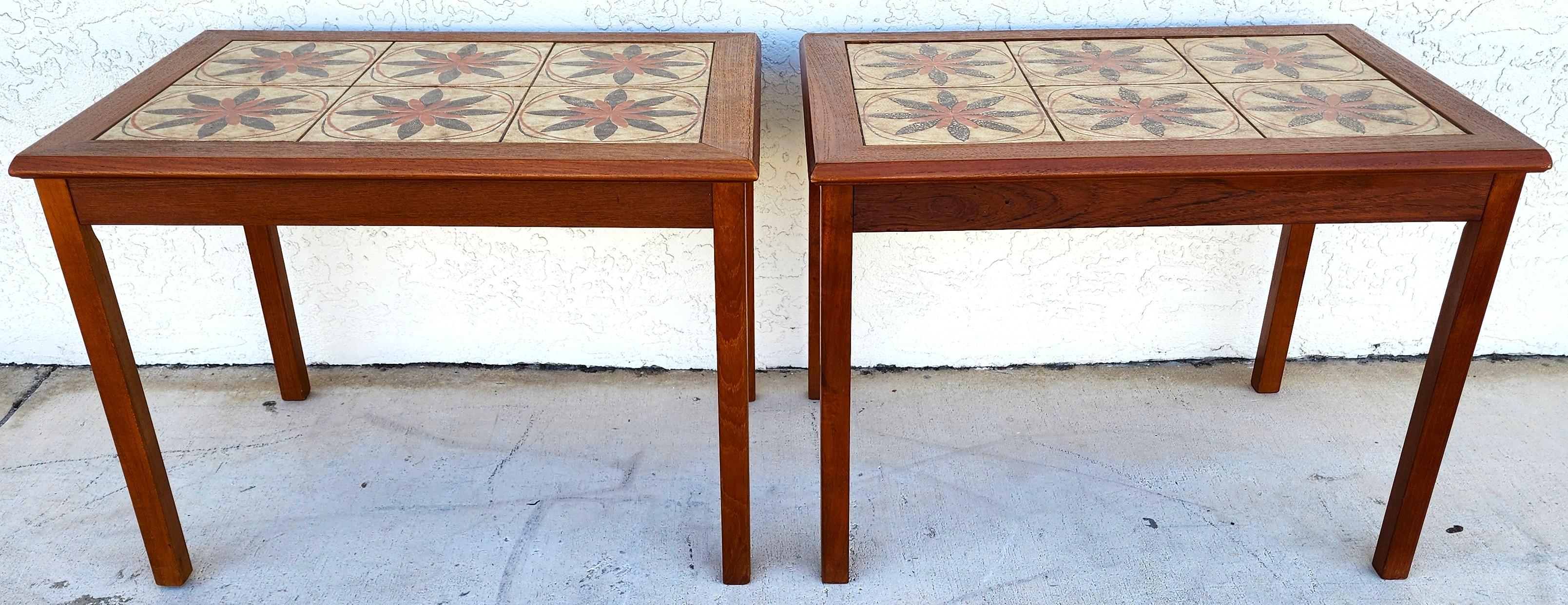 MCM Danish Teak & Tile Coffee & Side Tables 1960s Set of 3 For Sale 8