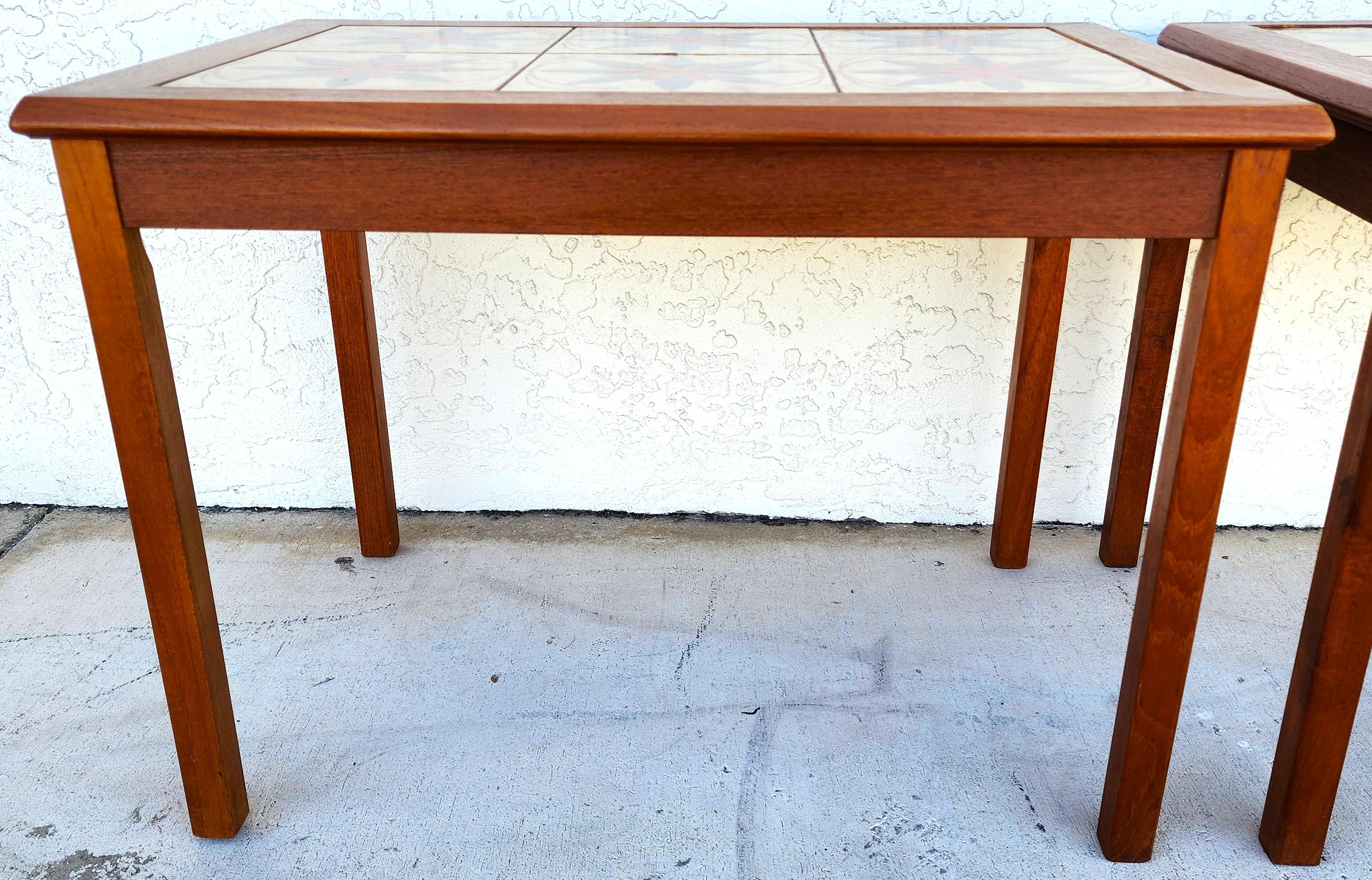 MCM Danish Teak & Tile Coffee & Side Tables 1960s Set of 3 For Sale 9