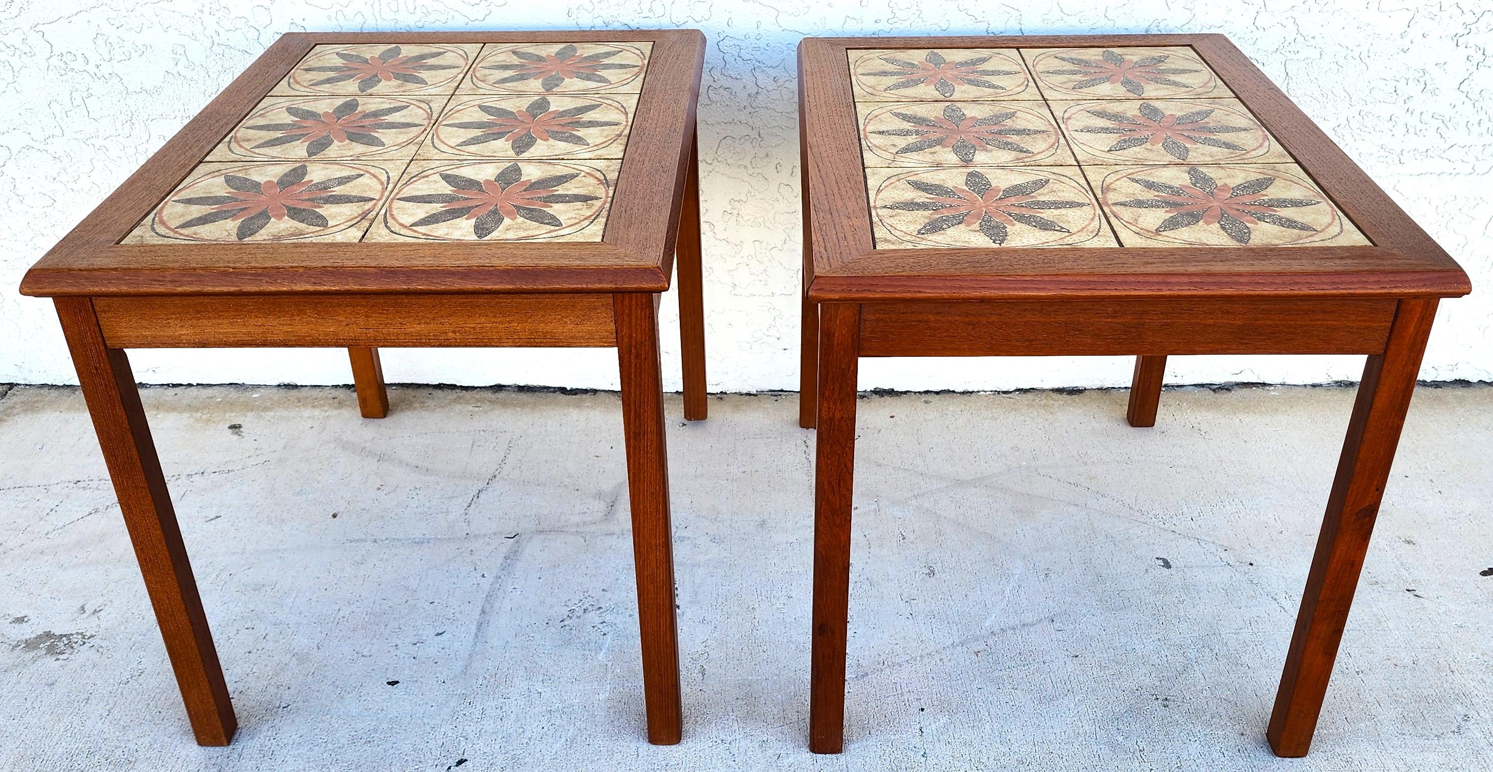 MCM Danish Teak & Tile Coffee & Side Tables 1960s Set of 3 For Sale 11