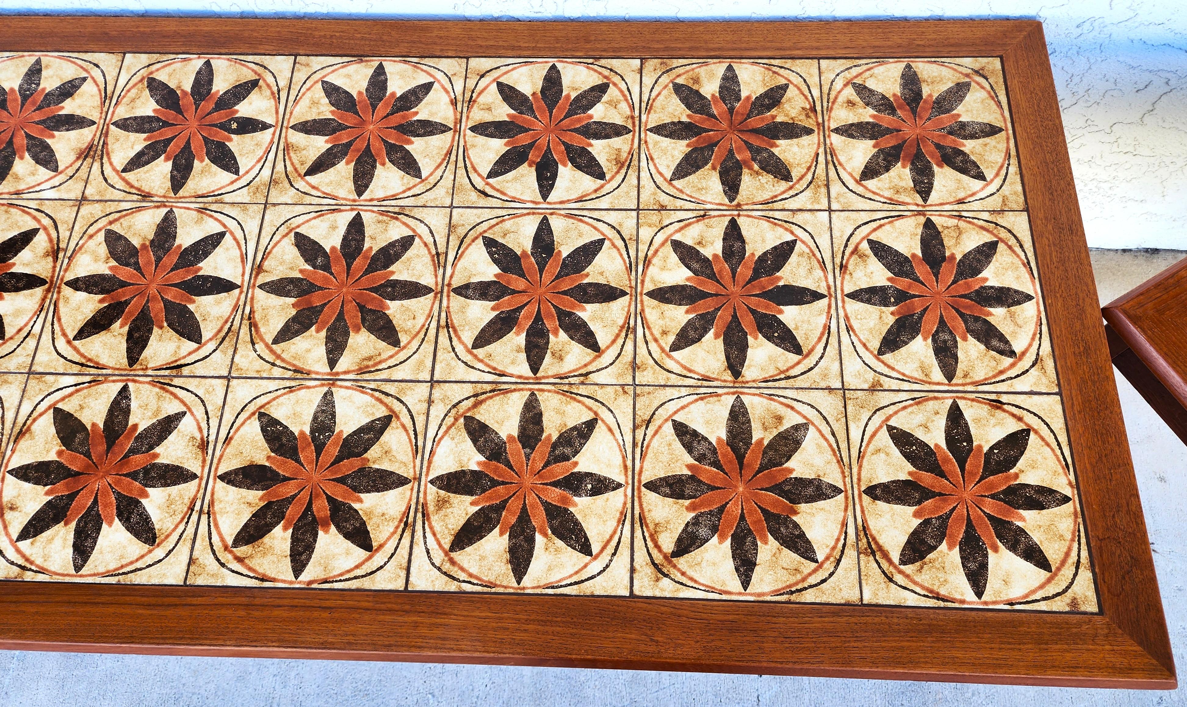 MCM Danish Teak & Tile Coffee & Side Tables 1960s Set of 3 For Sale 3
