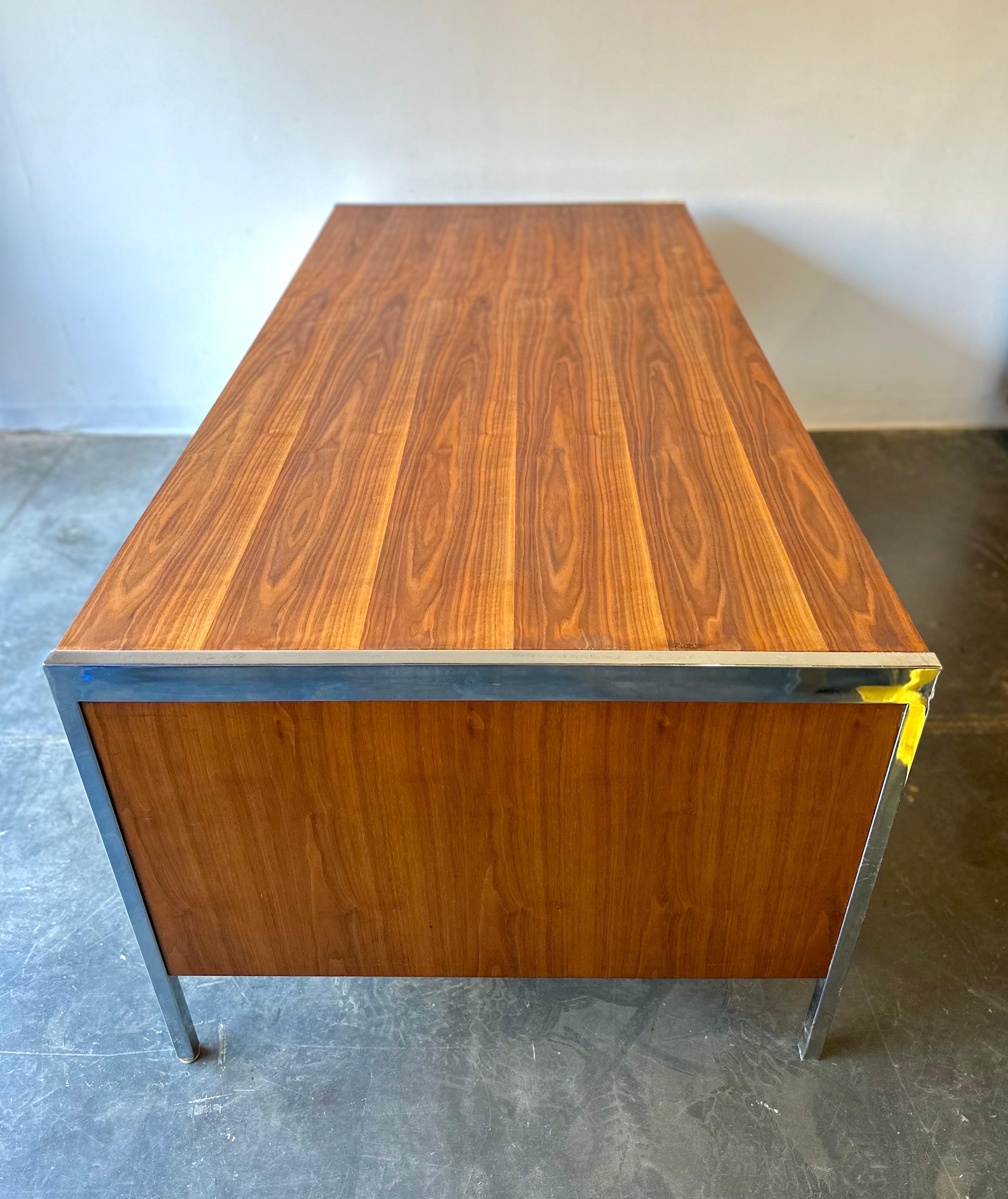 Mid-20th Century MCM Danish Walnut and chrome executive desk  For Sale