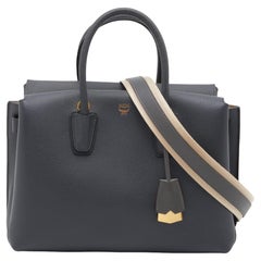 MCM Dark Grey Leather Medium Milla Tote