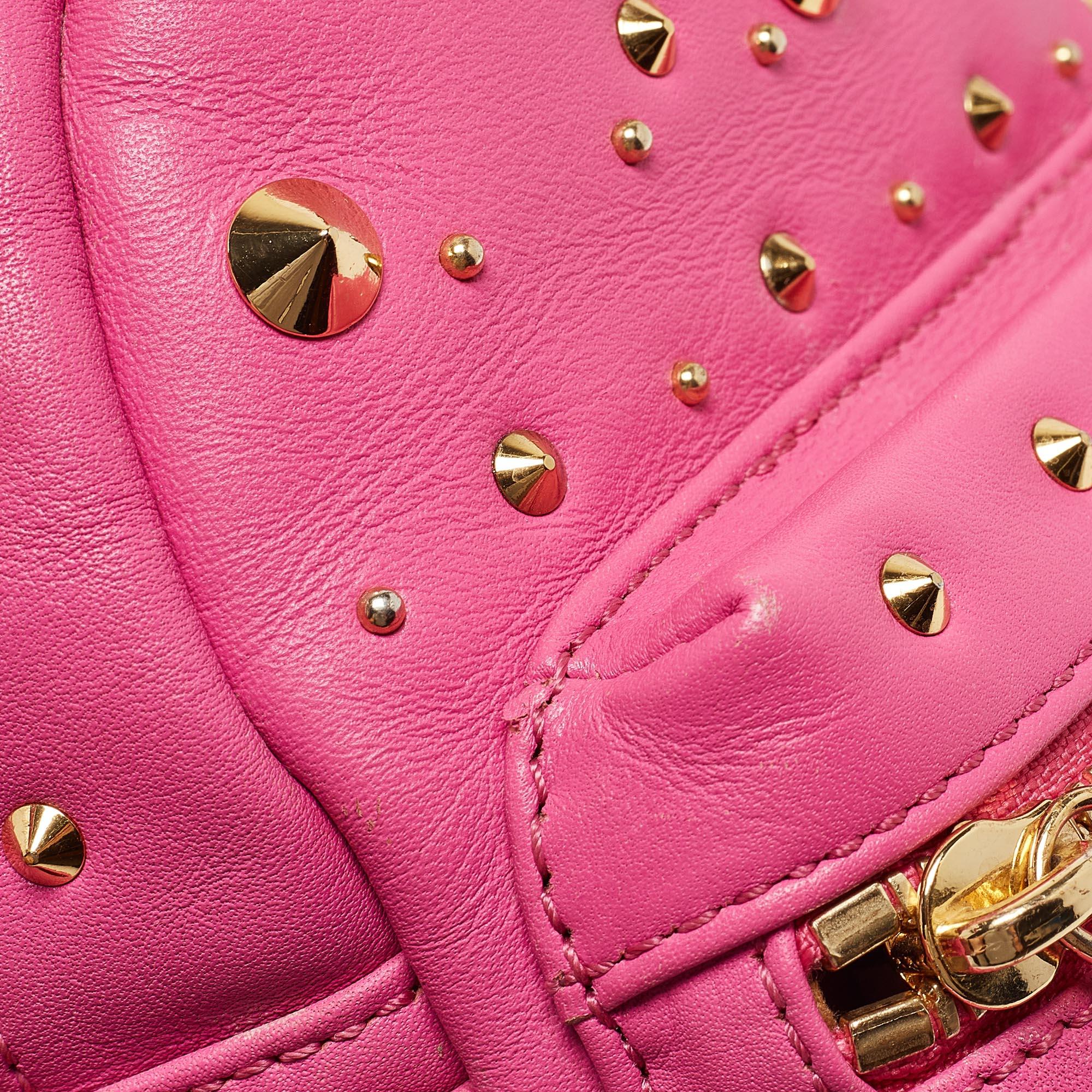 MCM Dark Pink Leather Mini Studded Stark Backpack 2