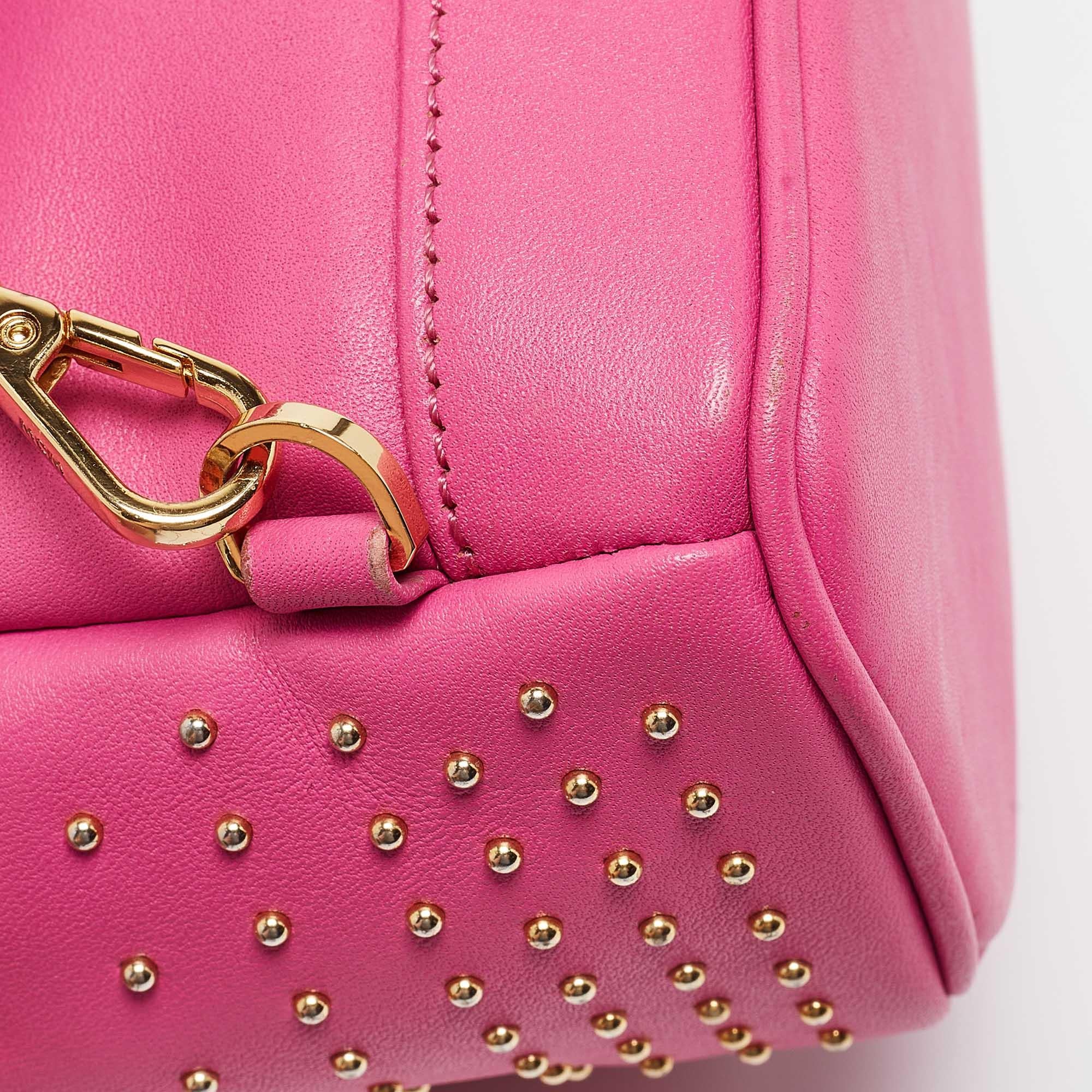 MCM Dark Pink Leather Mini Studded Stark Backpack 4