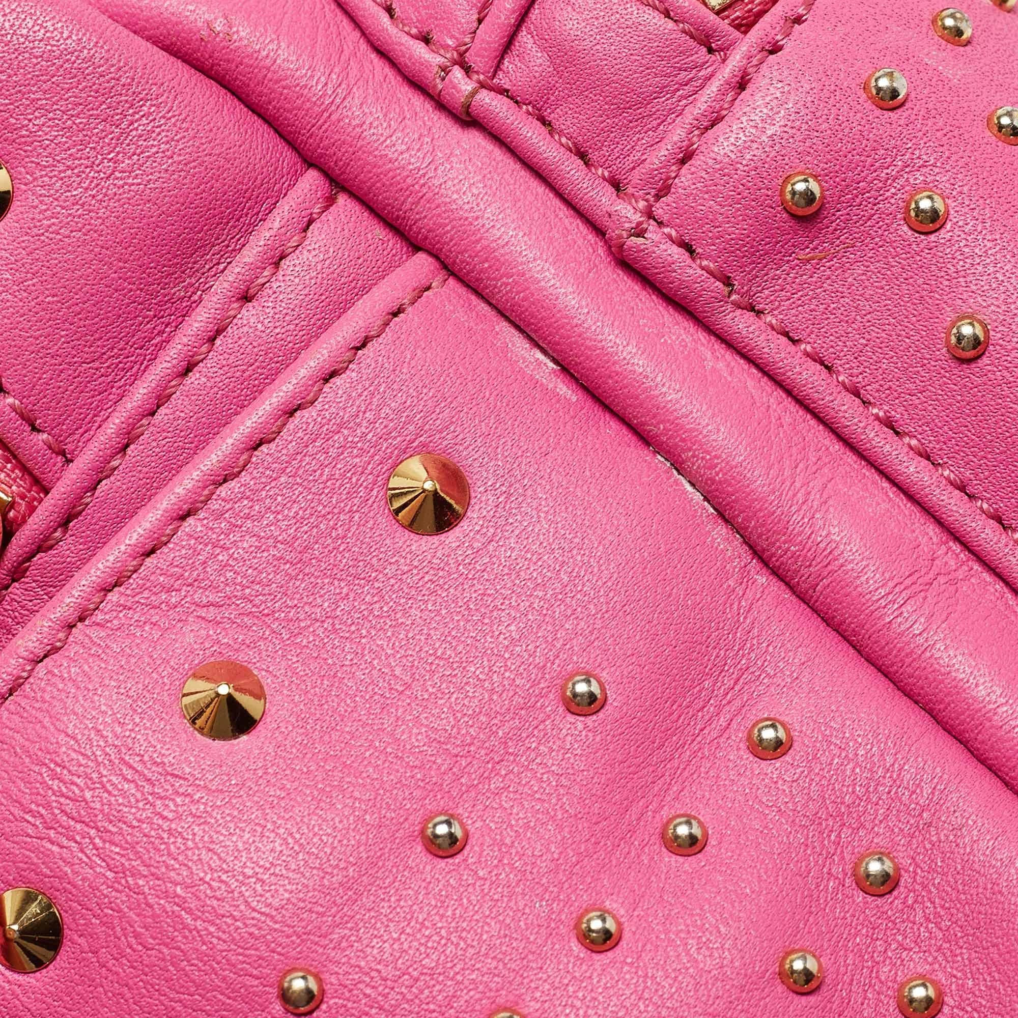 MCM Dark Pink Leather Mini Studded Stark Backpack 5