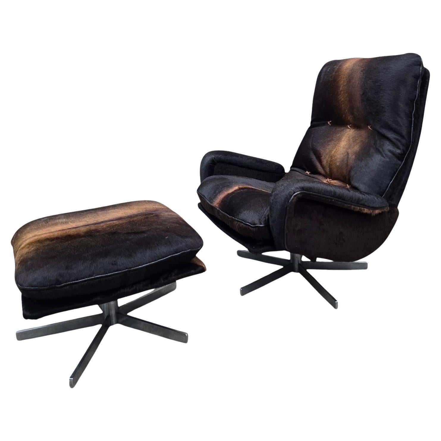 MCM De Sede Lounge Chair and Ottoman Newly Reupholstered For Sale