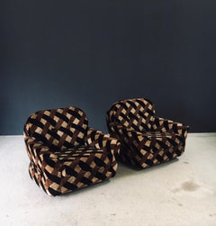 MCM Design Op Art Psychedelic Lounge Chairs, Italy 1970's