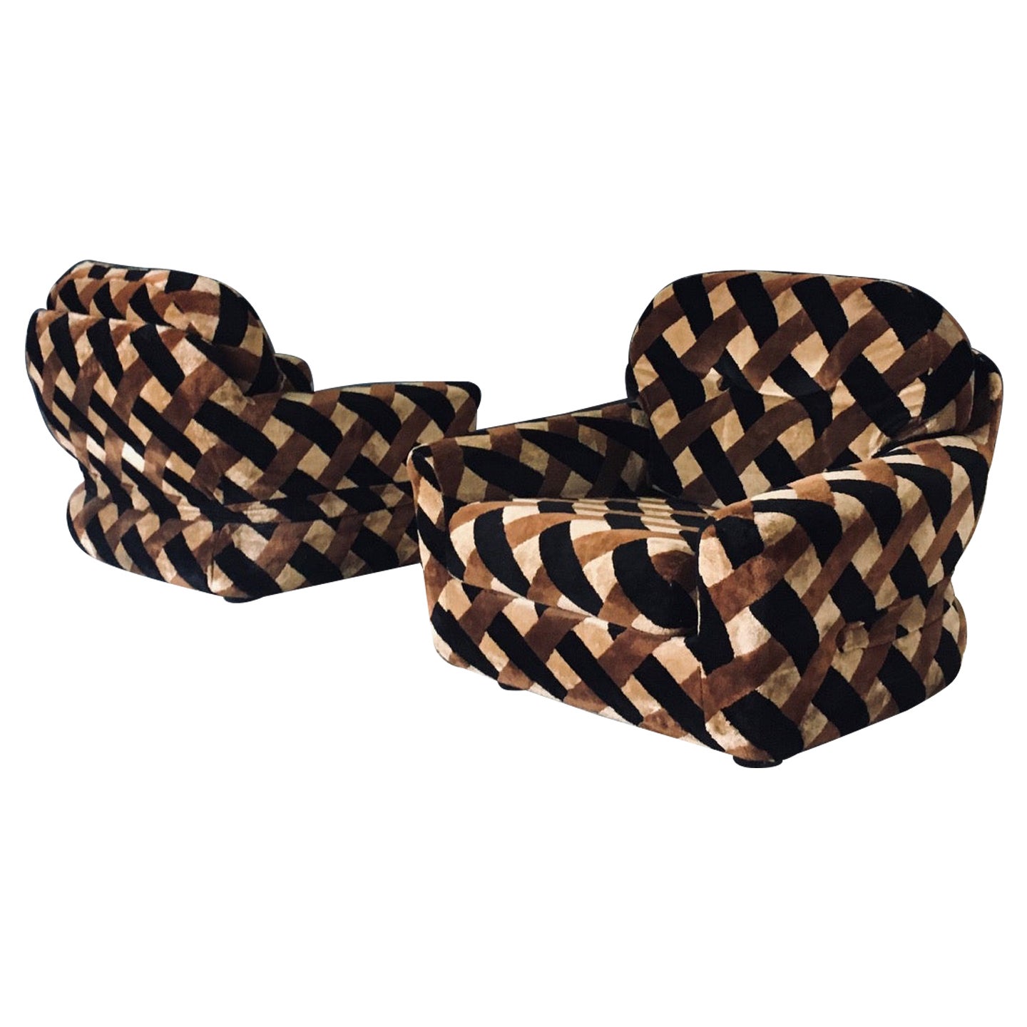 MCM Design Op Art Psychedelic Lounge Chairs, Italy 1970
s