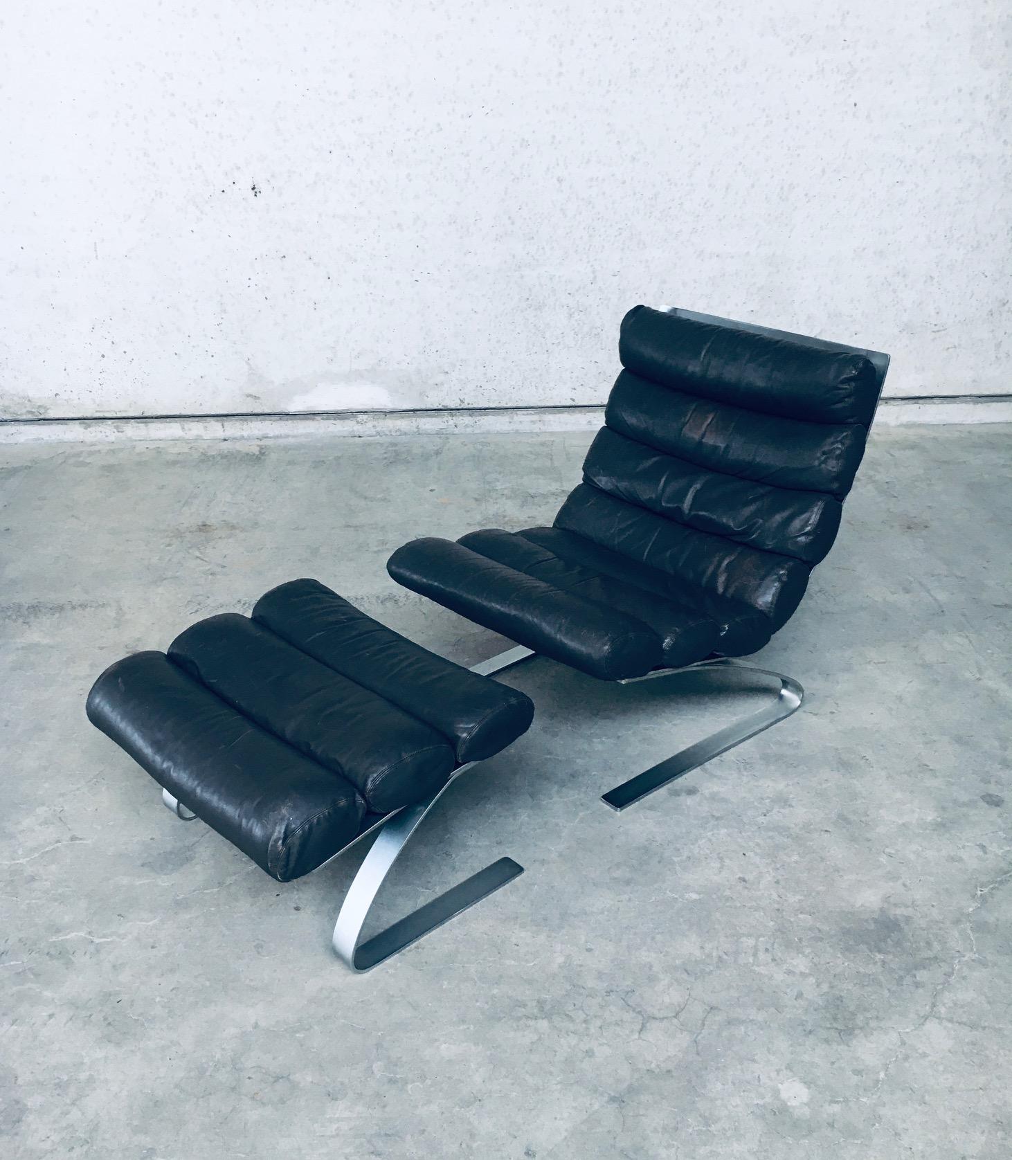 Allemand MCM Design SINUS Lounge Chair et Hocker by COR, Allemagne 1973
