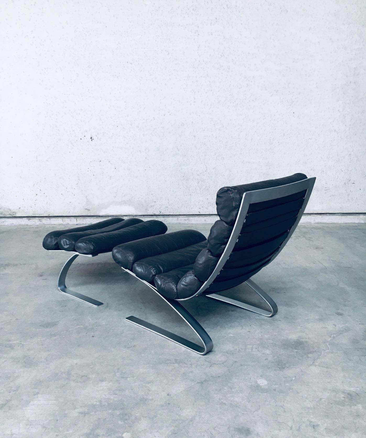 Acier MCM Design SINUS Lounge Chair et Hocker by COR, Allemagne 1973