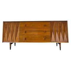 MCM Diamond Front Walnut Dresser
