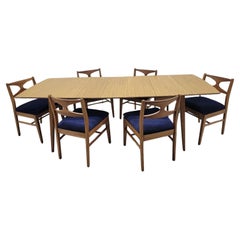 MCM Dining Table & 6 Chairs Newly Upholstered After Broyhill Brasilia - 10 Piece