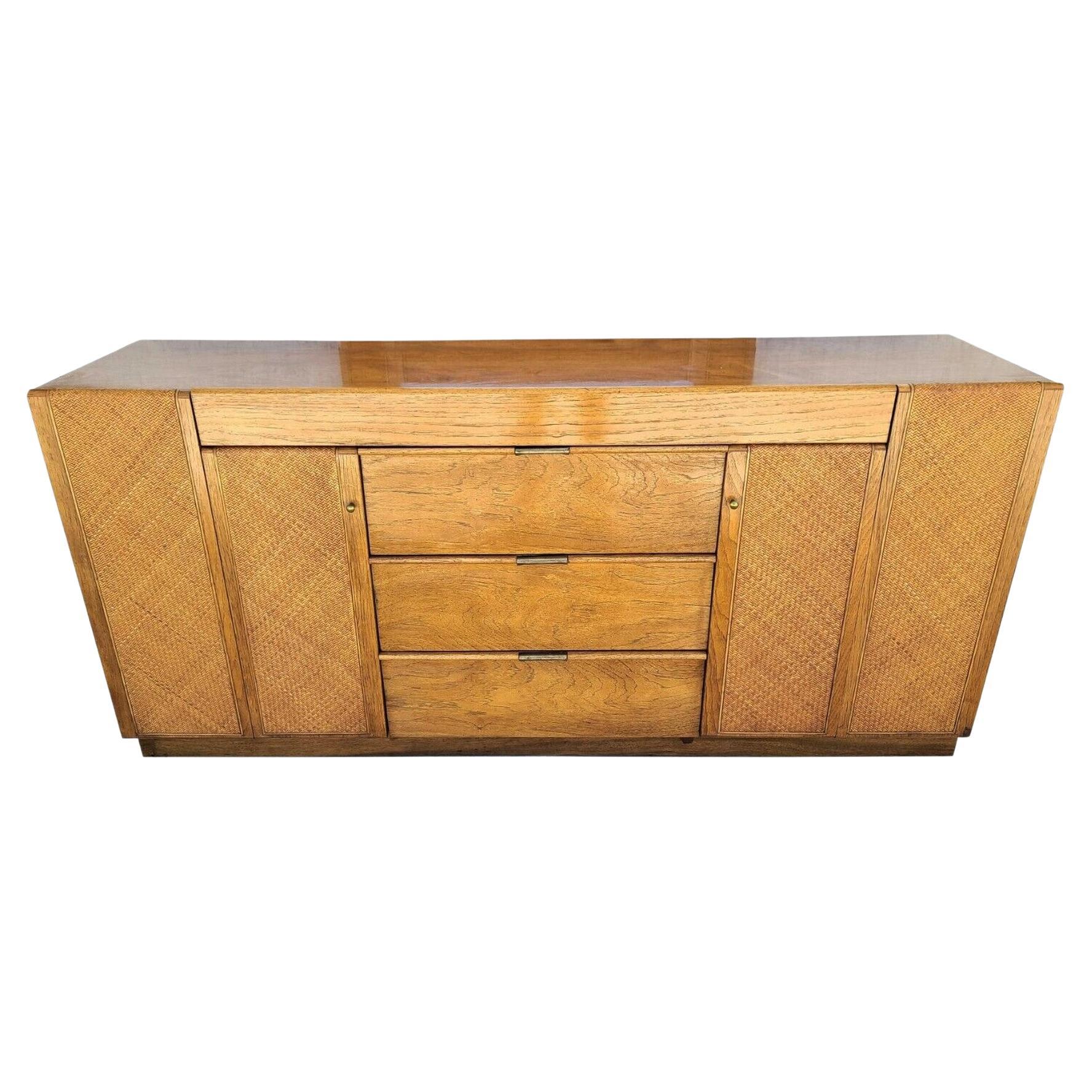 Mcm Dresser Credenza with Glass Top & Mirror by Founders For Sale