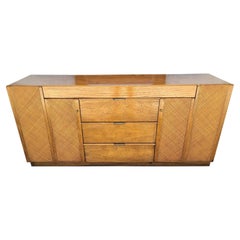Mcm Dresser Credenza with Glass Top & Mirror by Founders