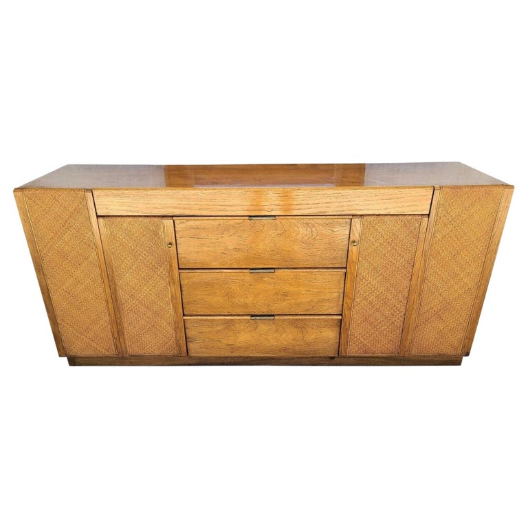 MCM Dresser Credenza with Glass Top and Mirror by FOUNDERS For Sale at