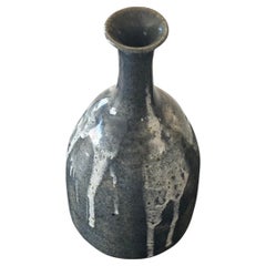 MCM Drip Glaze "Stamped" Studio Pottery Stoneware Vase