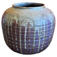 Retro MCM Drip Glaze Studio Pottery Stoneware Vase by Del Soto