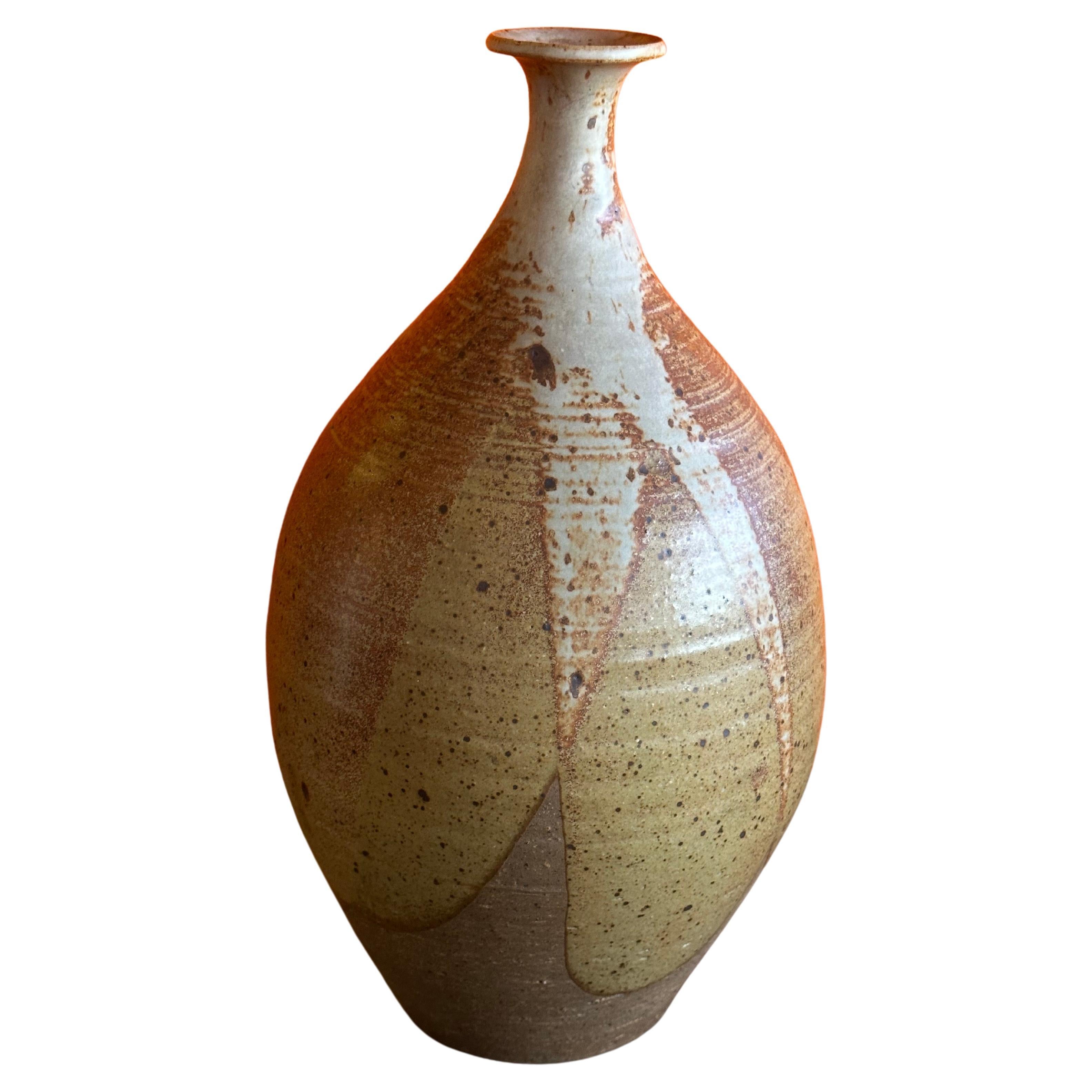 Mid-Century Modern Vase MCM Drip Glaze Studio Pottery en grès dans le style de David Cressey en vente