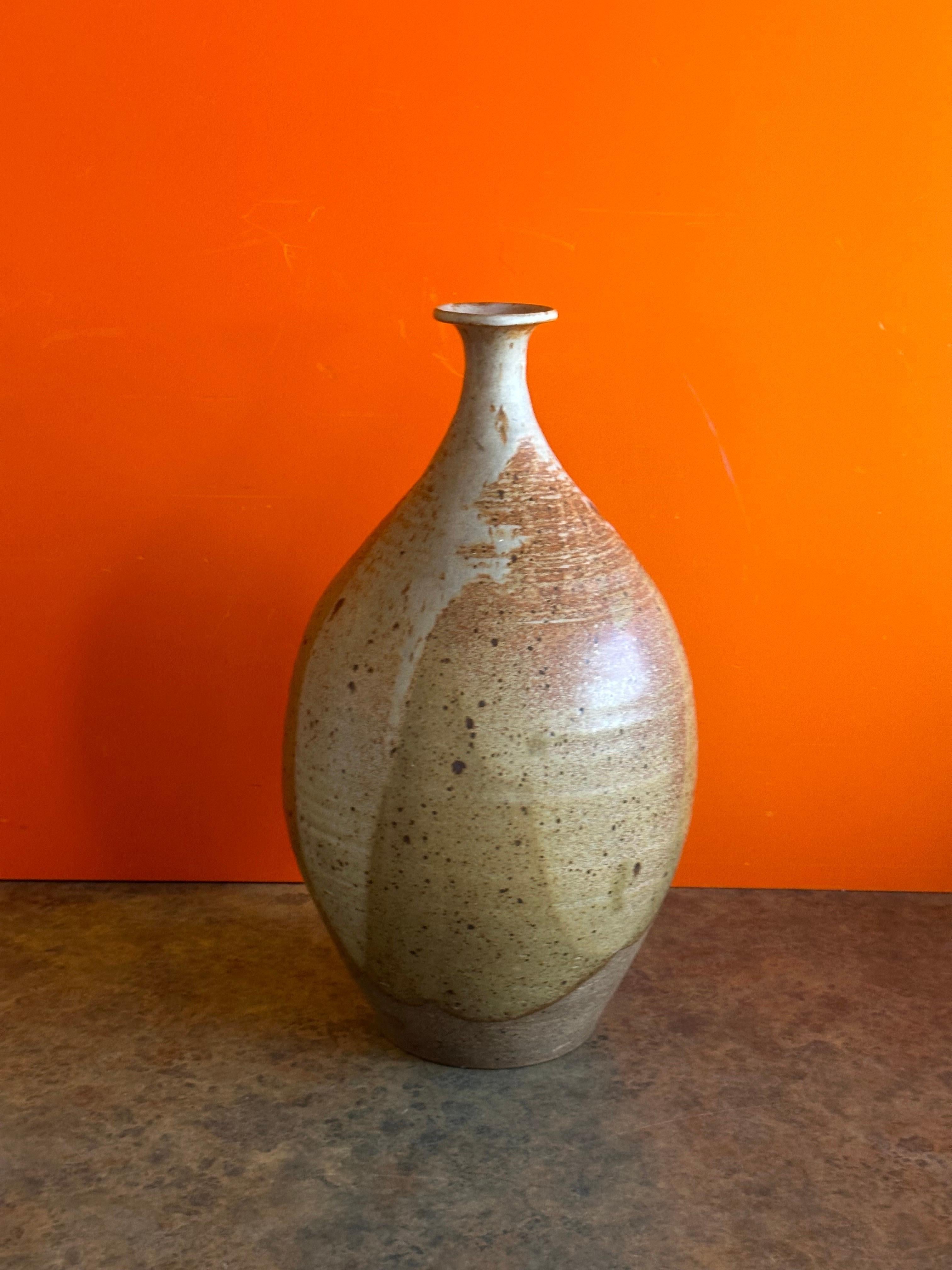 MCM Drip Glaze Studio Pottery Stoneware Vase in the Style of David Cressey For Sale 2
