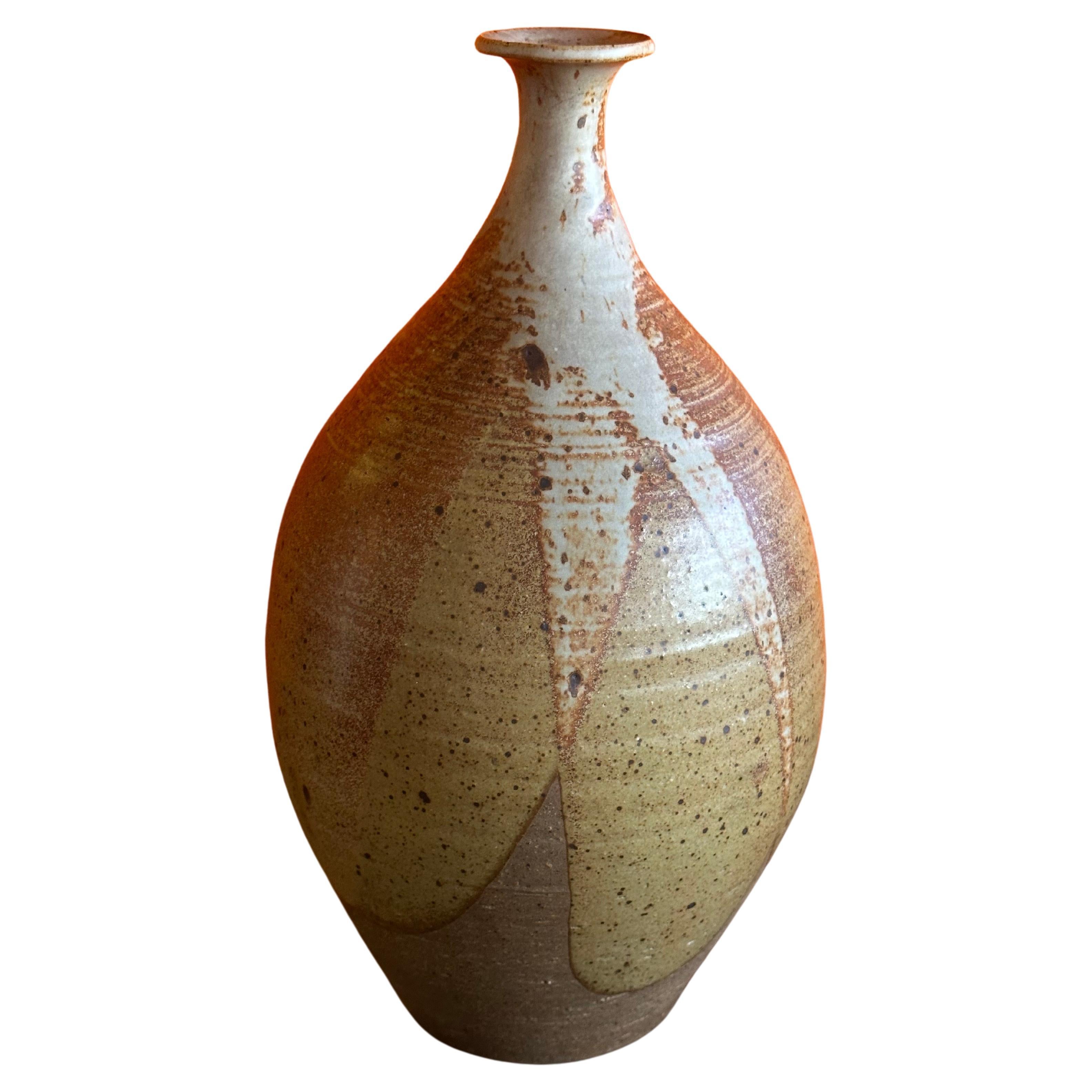 MCM Drip Glaze Studio Pottery Stoneware Vase in the Style of David Cressey