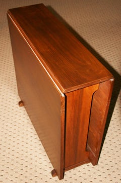 MCM Drop Leaf Dining Table, Walnut Hardwood, Vintage Design, 1960s