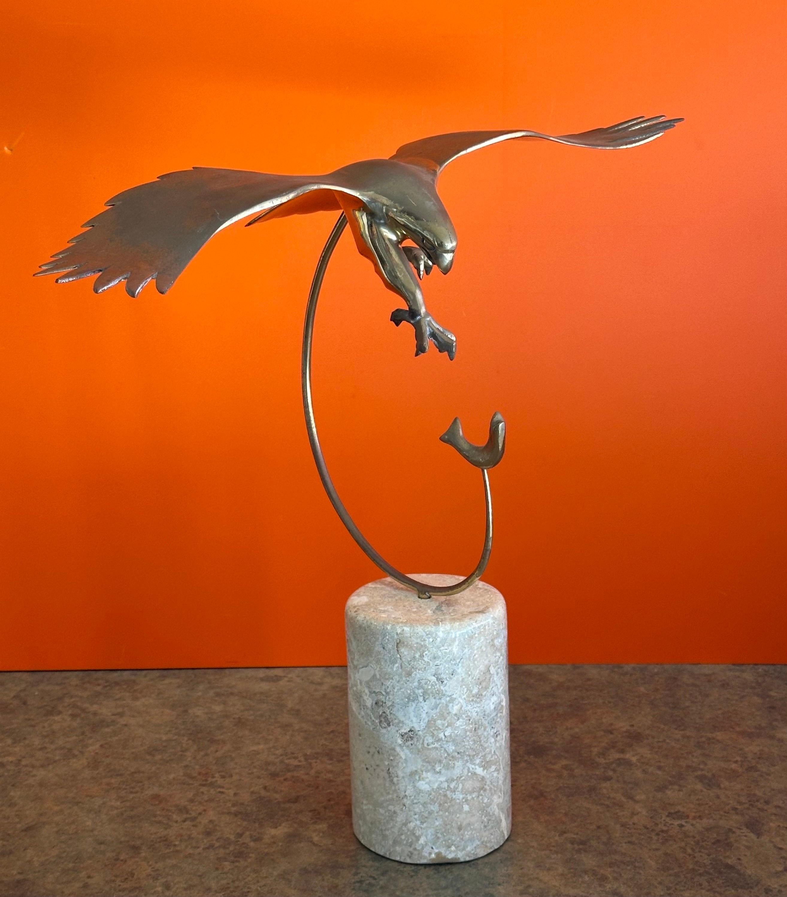 MCM Eagle Catching a Fish Brass Sculpture on Marble Base by Bijian For Sale 4