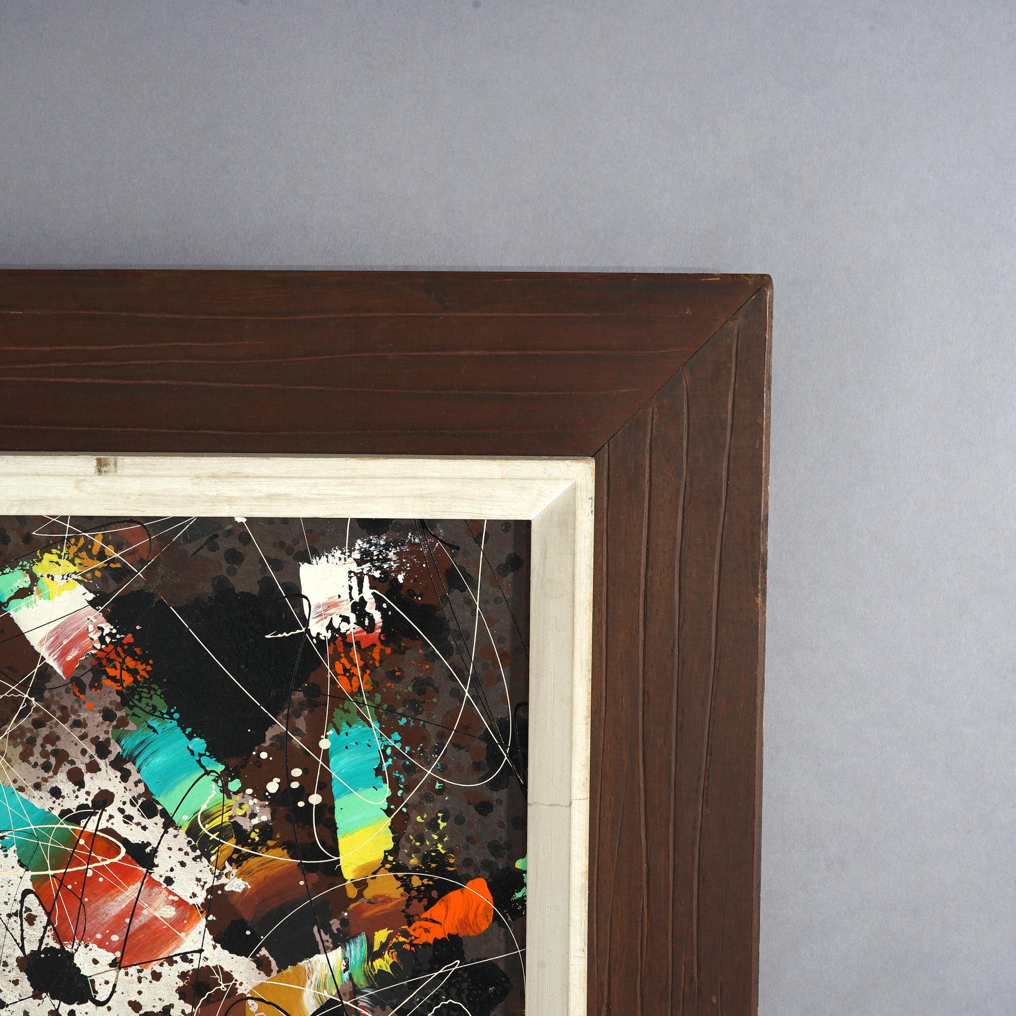 MCM Edward A. Stareck Oil on Canvas Abstract Expressionist Painting Signed c1960 In Good Condition In Big Flats, NY