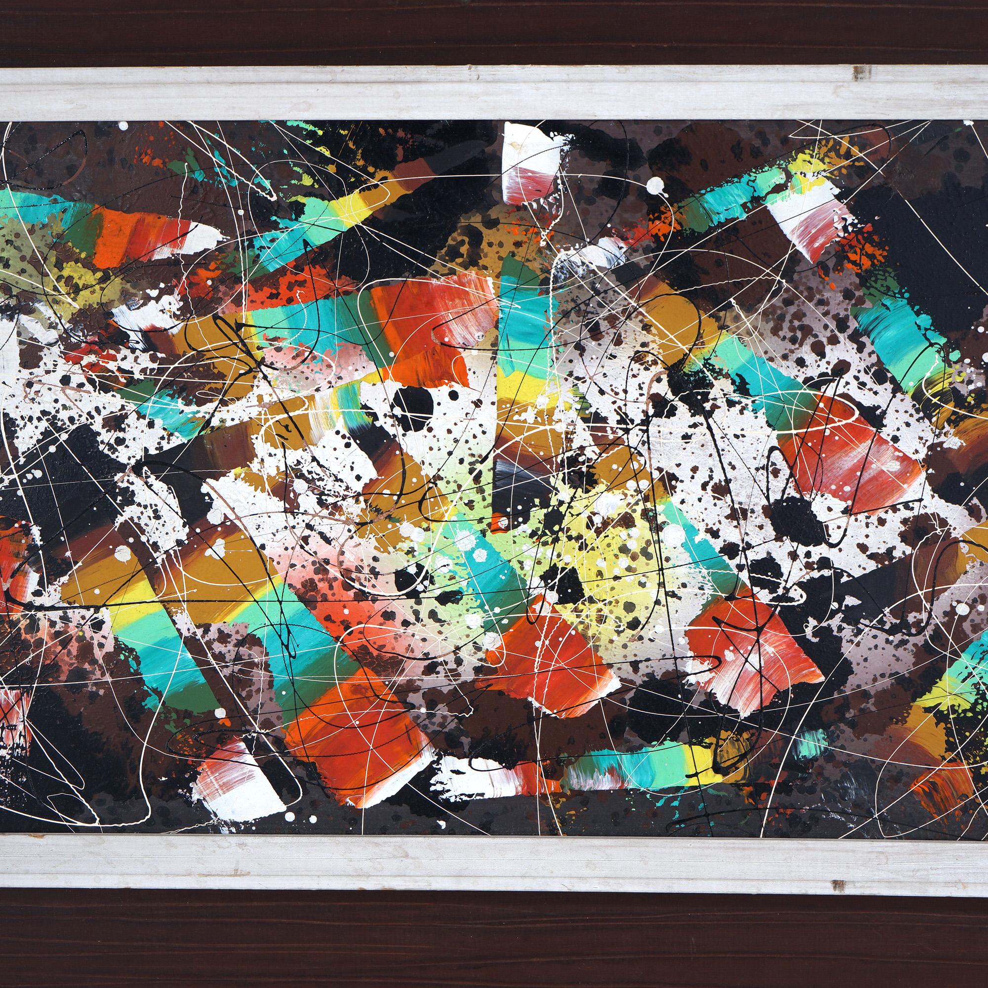 20th Century MCM Edward A. Stareck Oil on Canvas Abstract Expressionist Painting Signed c1960