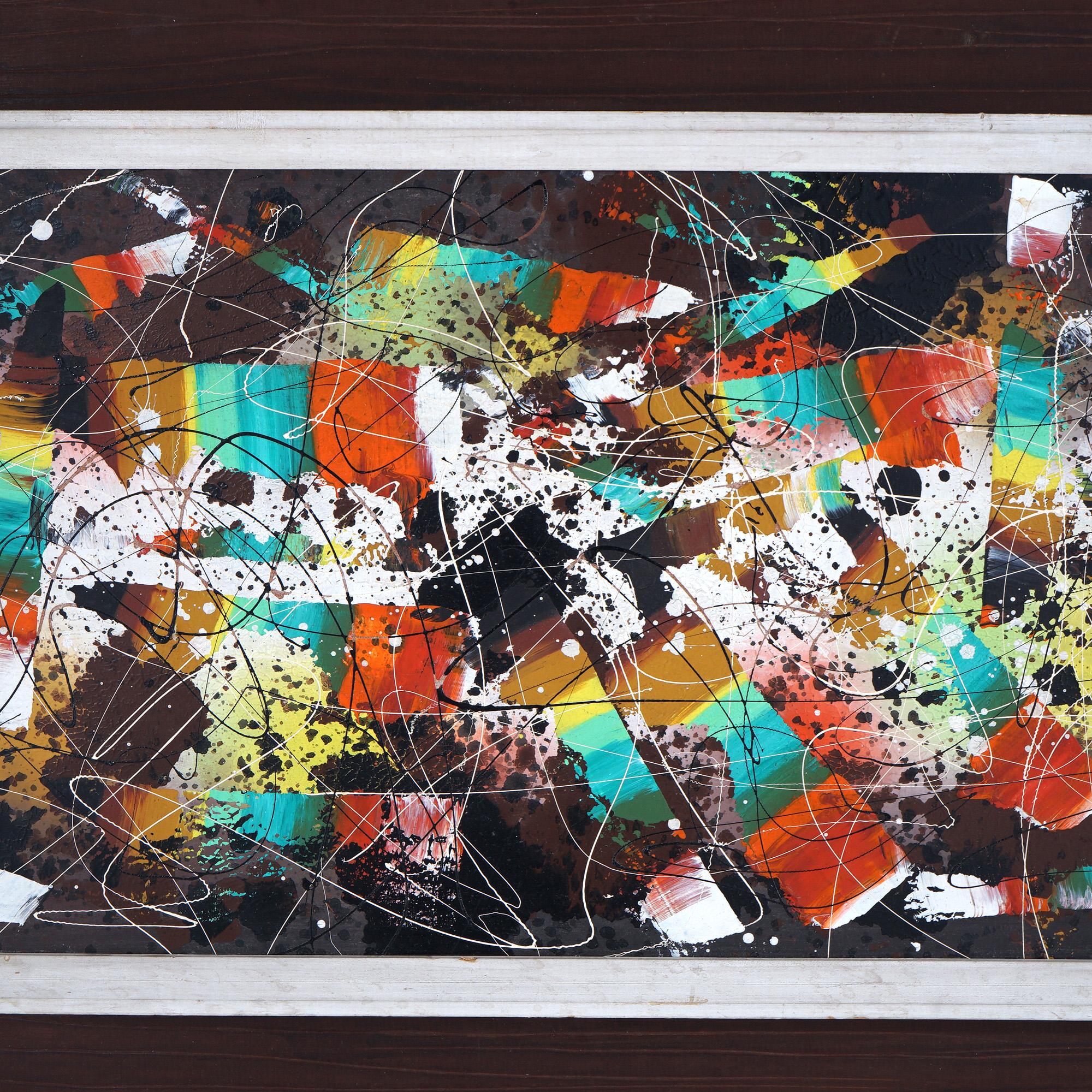 MCM Edward A. Stareck Oil on Canvas Abstract Expressionist Painting Signed c1960 1