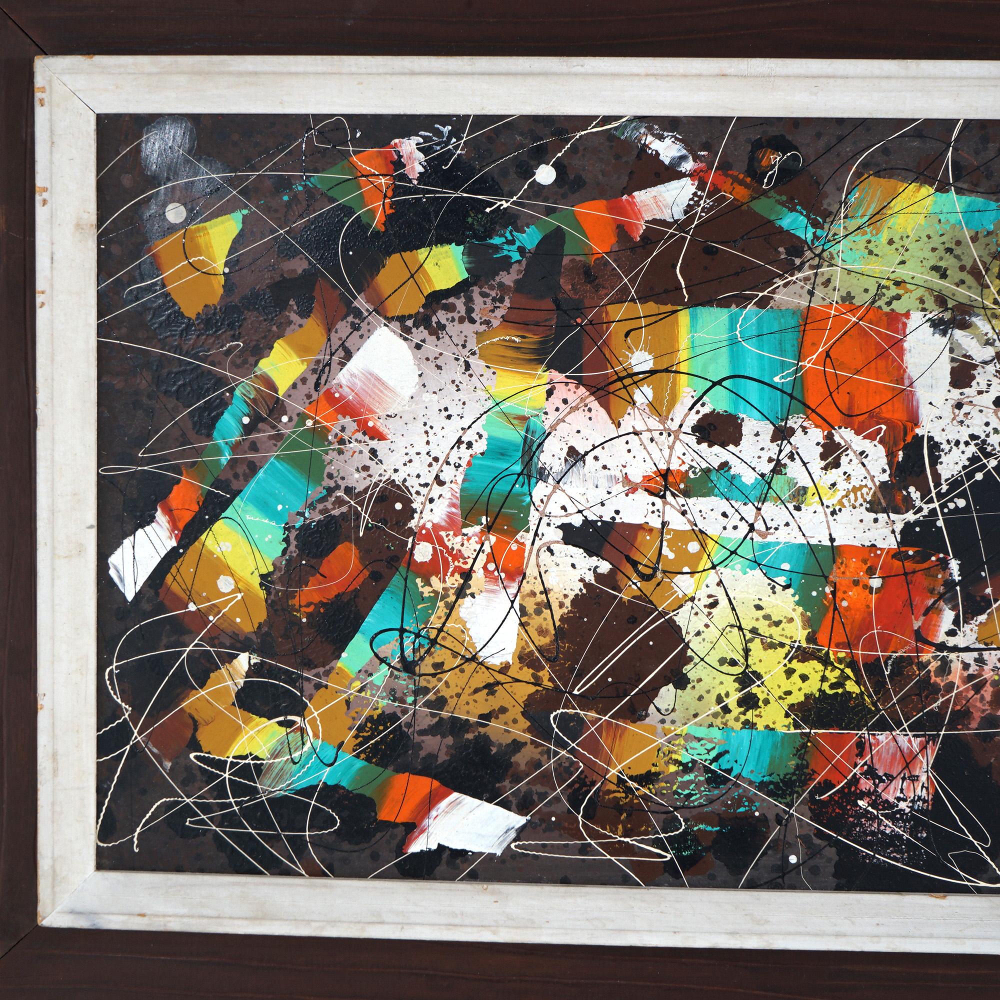 MCM Edward A. Stareck Oil on Canvas Abstract Expressionist Painting Signed c1960 2
