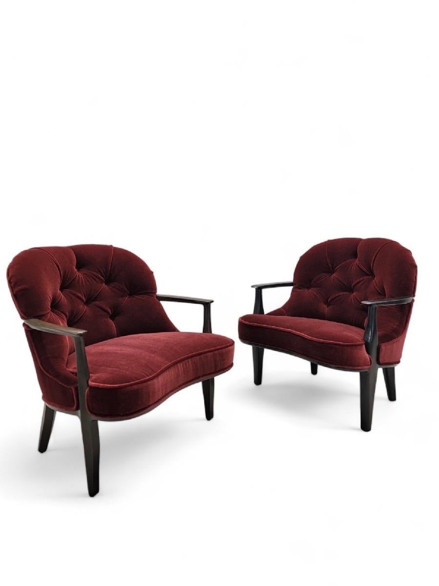 MCM Edward Wormley Janus Styled Lounge Chairs Newly Upholstered in Mohair- Pair 5