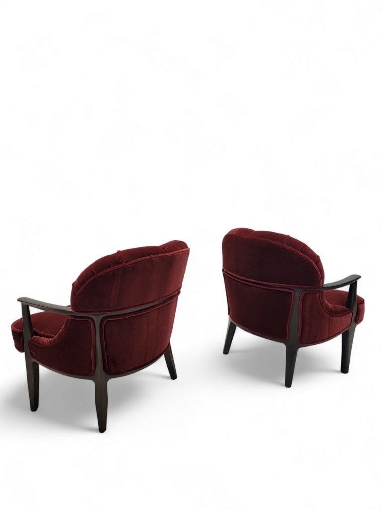American MCM Edward Wormley Janus Styled Lounge Chairs Newly Upholstered in Mohair- Pair