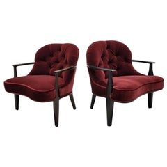 MCM Edward Wormley Janus Styled Lounge Chairs Newly Upholstered in Mohair- Pair