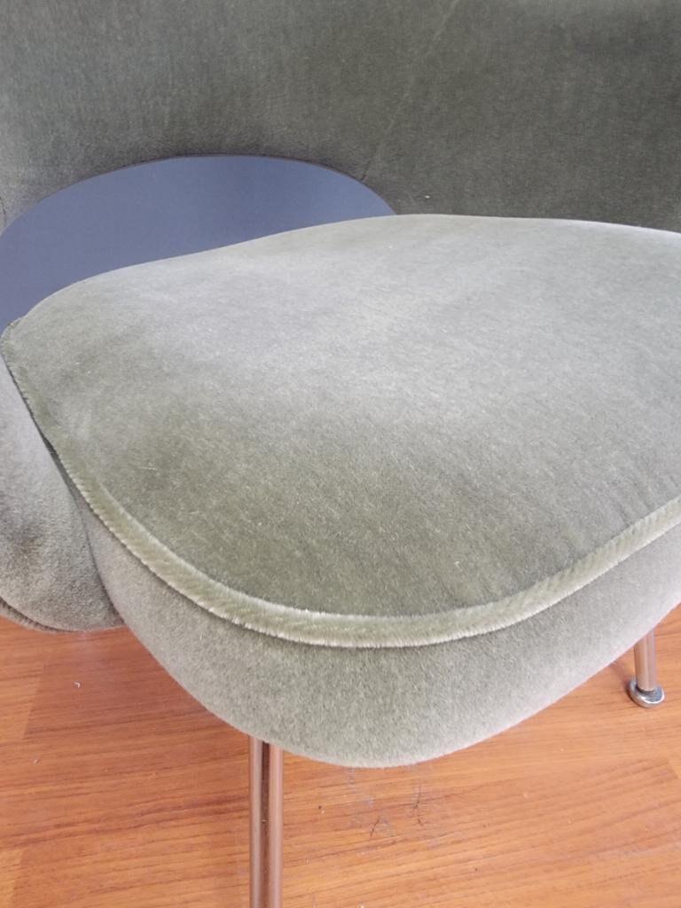 American MCM Eero Saarinen for Knoll Executive Armchair Newly Upholstered in Sage Mohair For Sale