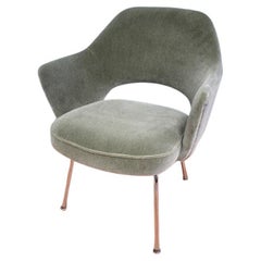 Vintage MCM Eero Saarinen for Knoll Executive Armchair Newly Upholstered in Sage Mohair