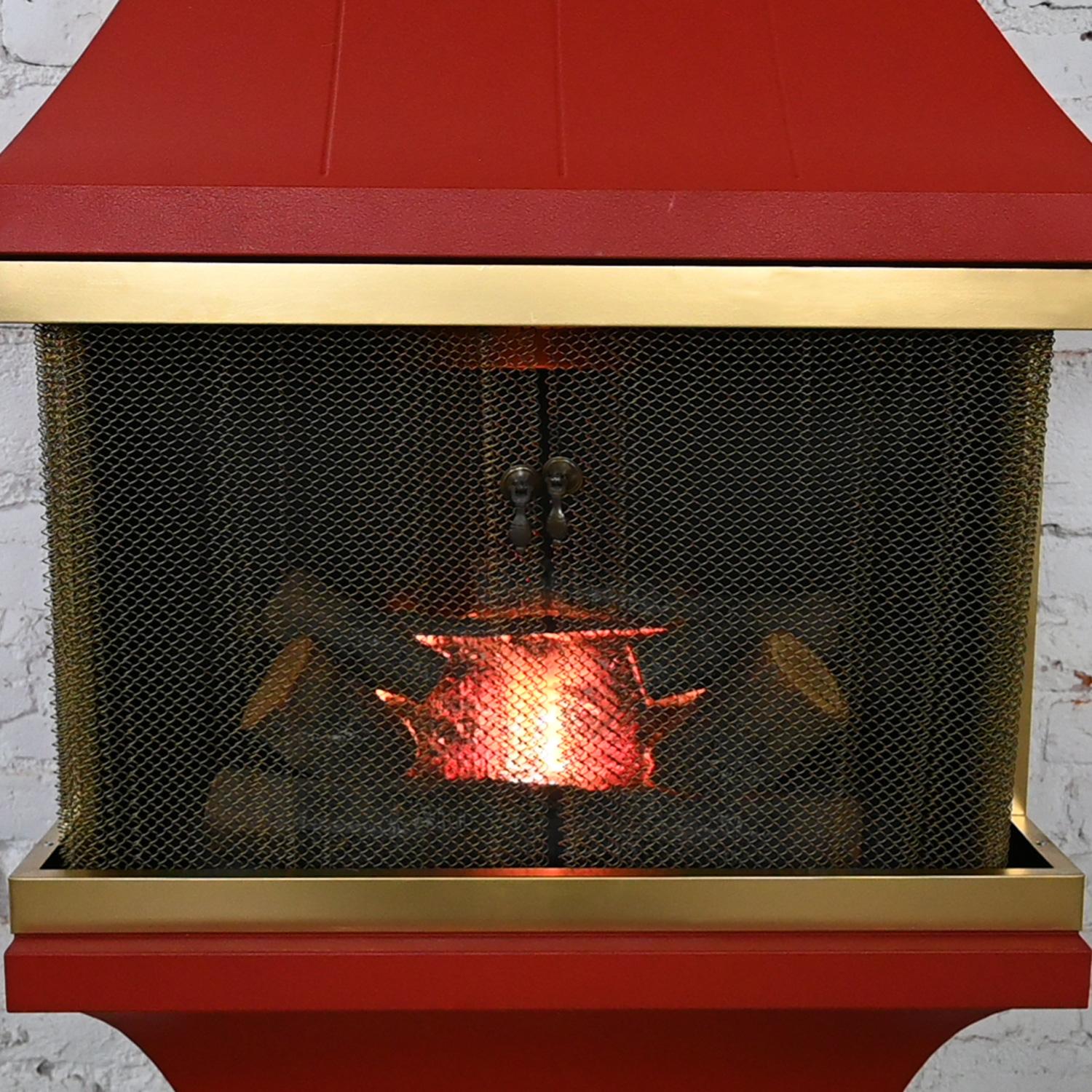 MCM Electric Fireplace Orange w Gold Trim Attributed Montgomery Ward Style House 2
